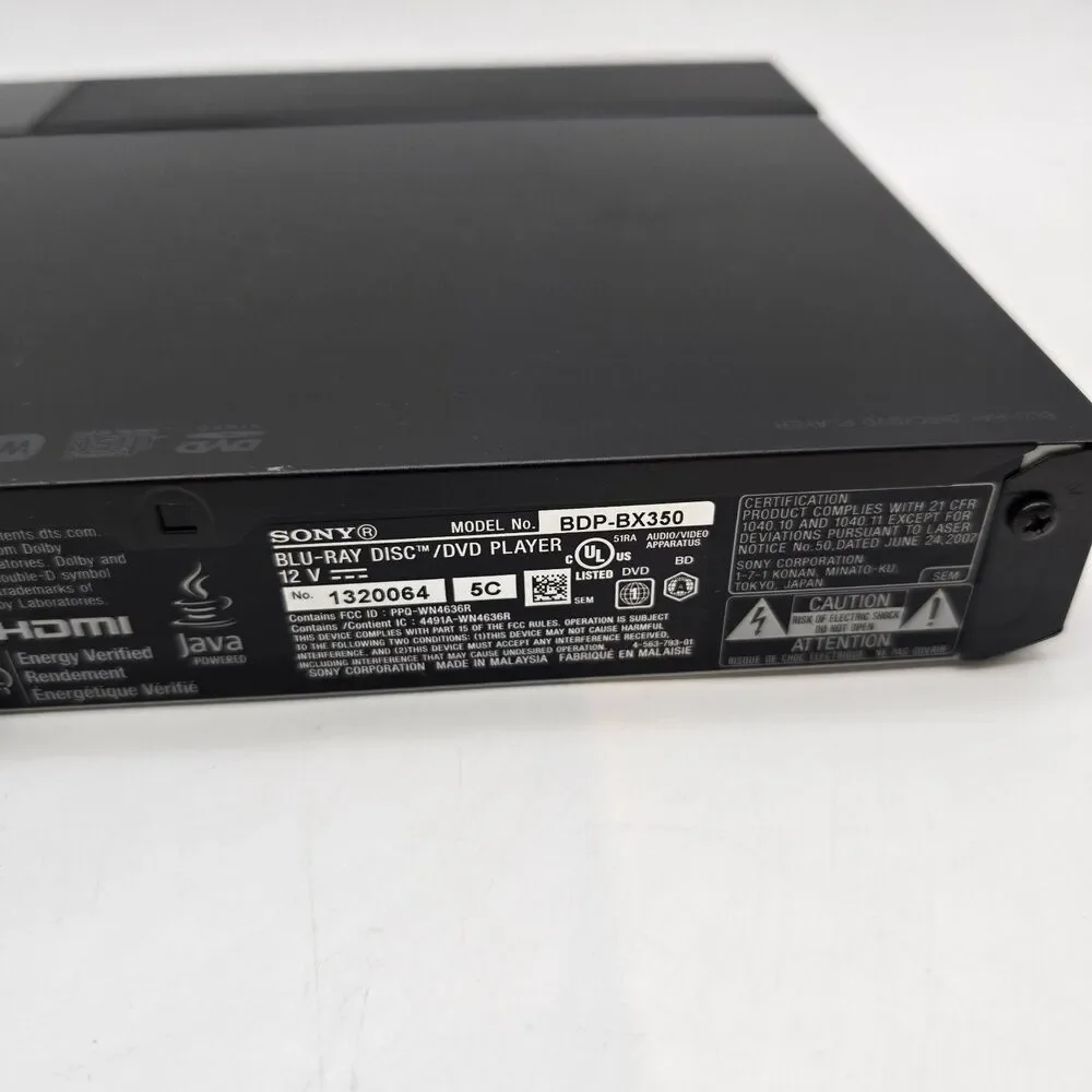 Sony BDP-BX350 Blu-ray / DVD Player w/ Power Adapter TESTED & WORKING!